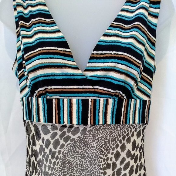 Laundry by Shelli Segal Silk and Polyester Sleeveless Top Size 4 Cheetah Y2K - Picture 2 of 5